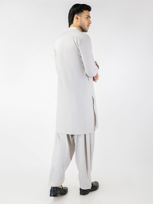 Light Grey Blended Kameez Shalwar - AL-KS-3200