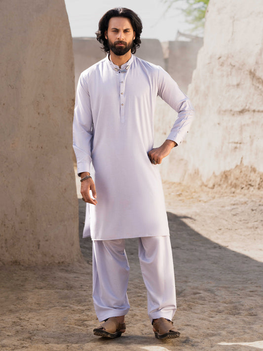 Sky Blue Blended Kameez Shalwar - AL-KS-3209