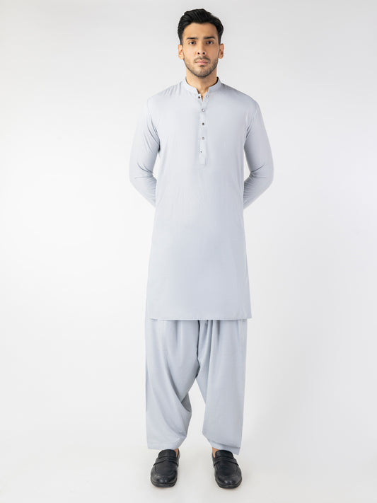 Light Grey Blended Kameez Shalwar - AL-KS-3210