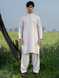 Beige Blended Kameez Shalwar - AL-KS-3212A