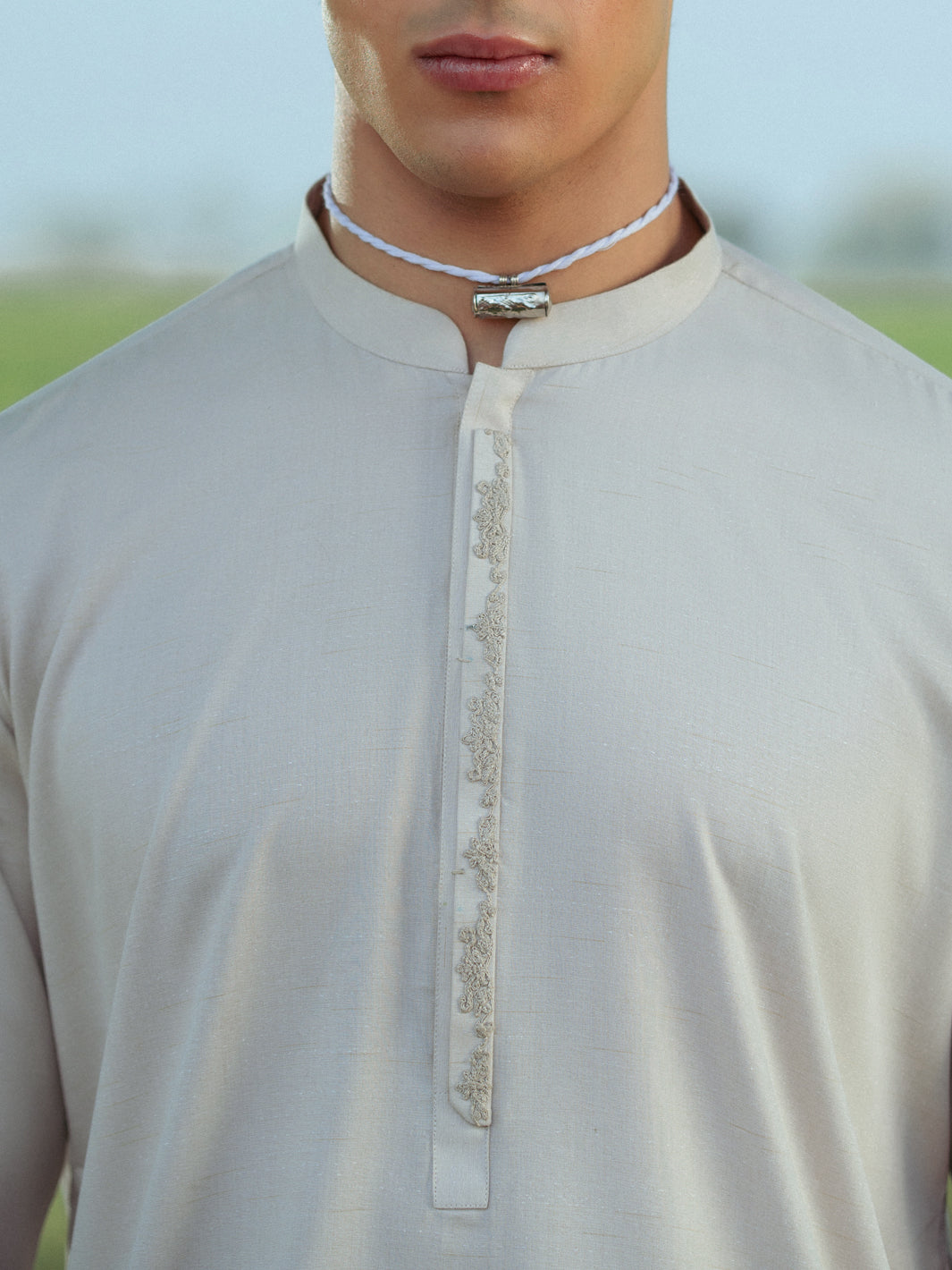 Beige Blended Kameez Shalwar - AL-KS-3212A