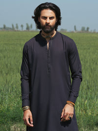 Black Blended Kameez Shalwar - AL-KS-3217B