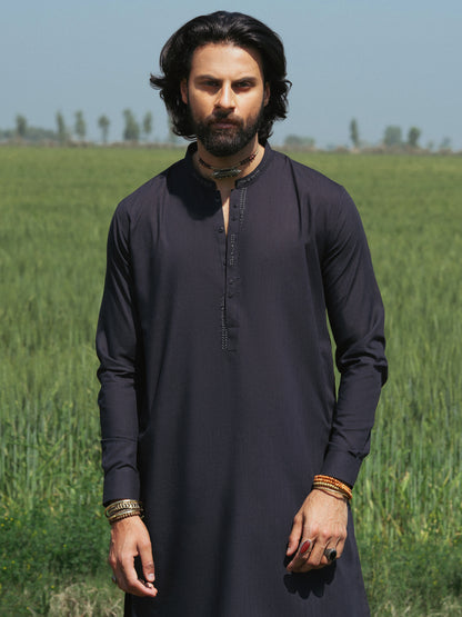 Black Blended Kameez Shalwar - AL-KS-3217B