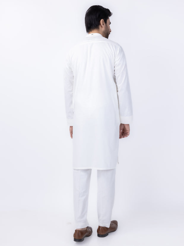 White Blended Kurta Trouser - AL-KT-3004 - Almirah Online