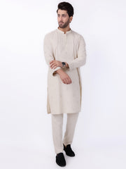 Beige Blended Kurta Trouser - AL-KT-3005 - Almirah Online