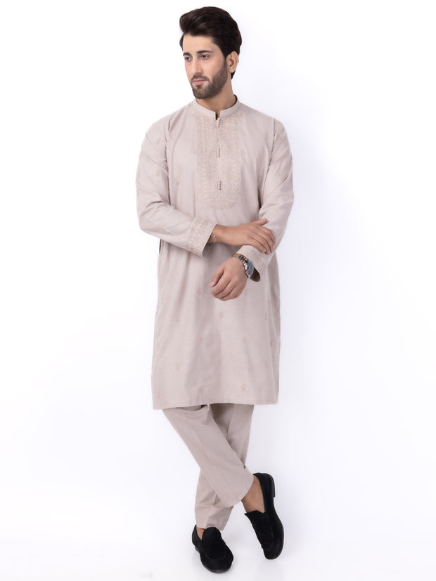 Light Brown Blended Kurta Trouser - AL-KT-3006 - Almirah Online