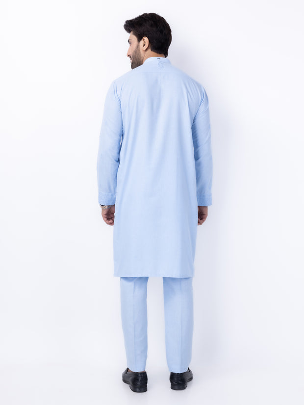 Blue Blended Kurta Trouser - AL-KT-3007 - Almirah Online