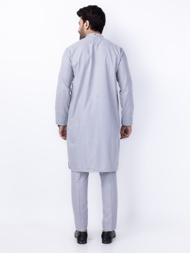 Grey Blended Kurta Trouser - AL-KT-3008 - Almirah Online