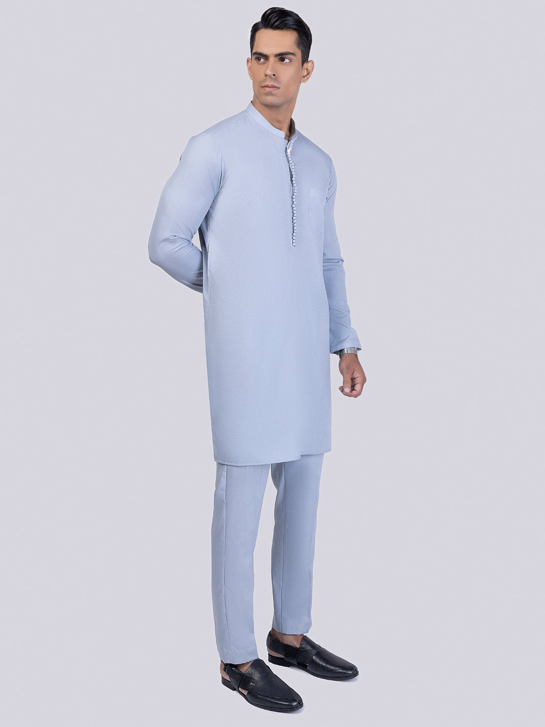 Light Blue Blended Kurta Trouser - AL-KT-3012