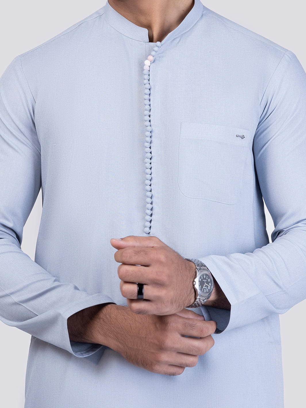 Light Blue Blended Kurta Trouser - AL-KT-3012