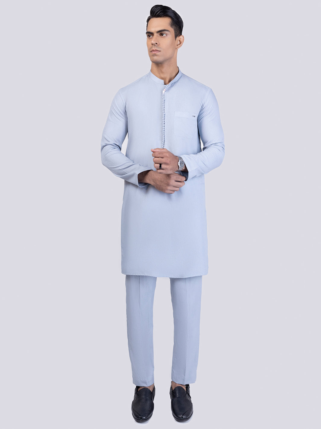 Light Blue Blended Kurta Trouser - AL-KT-3012