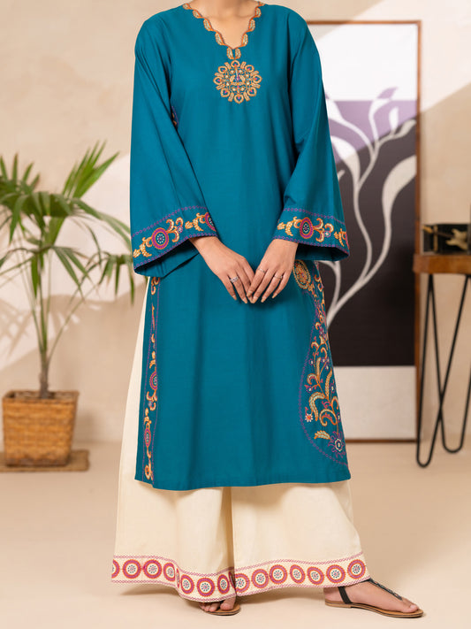 Turquoise Lawn Dyed Kurti - AL-LK-1175