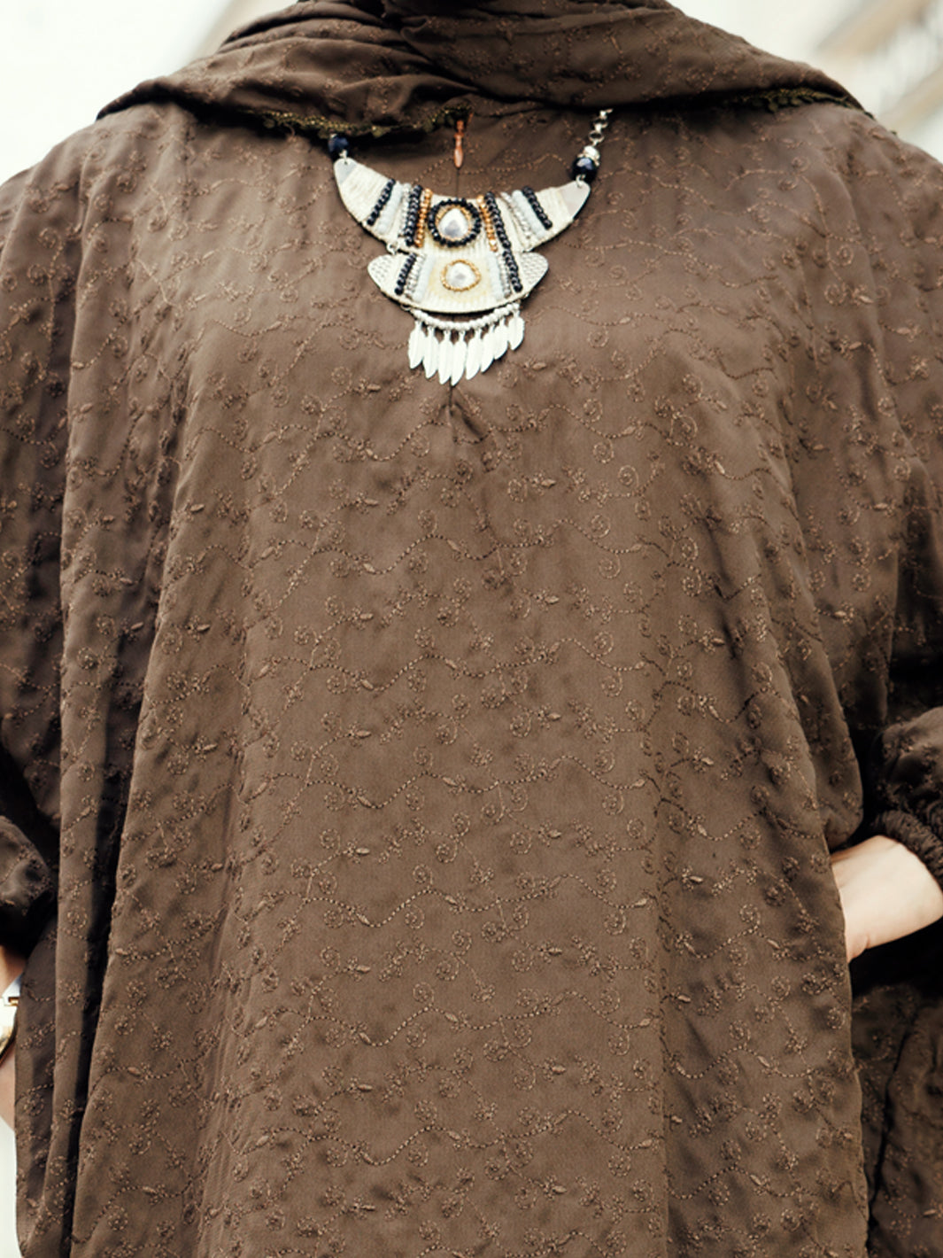 Brown Dobby Silk Kurti - AL-LK-PD-1070