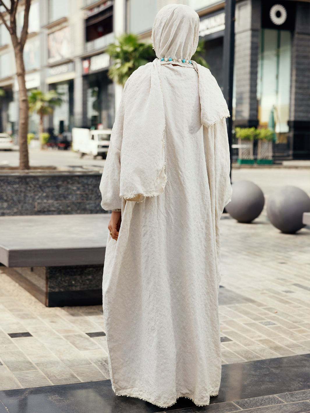 Off White Dobby Silk Kurti - AL-LK-PD-1073