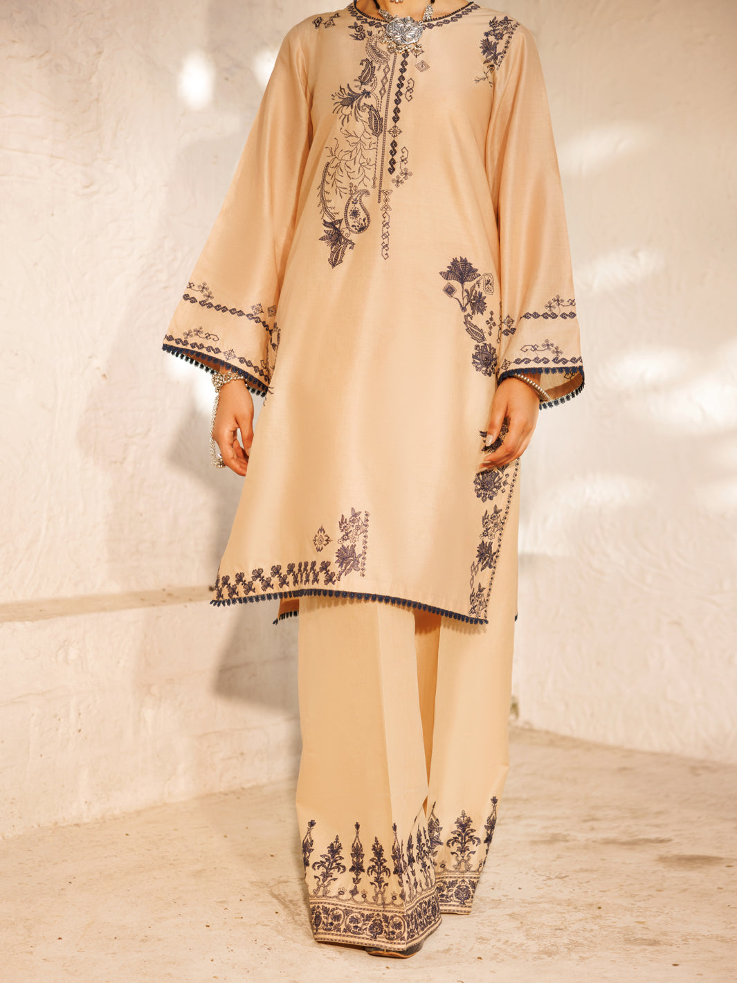 Beige Cambric 2Pc Stitched - AL-2PS-LKS-1049
