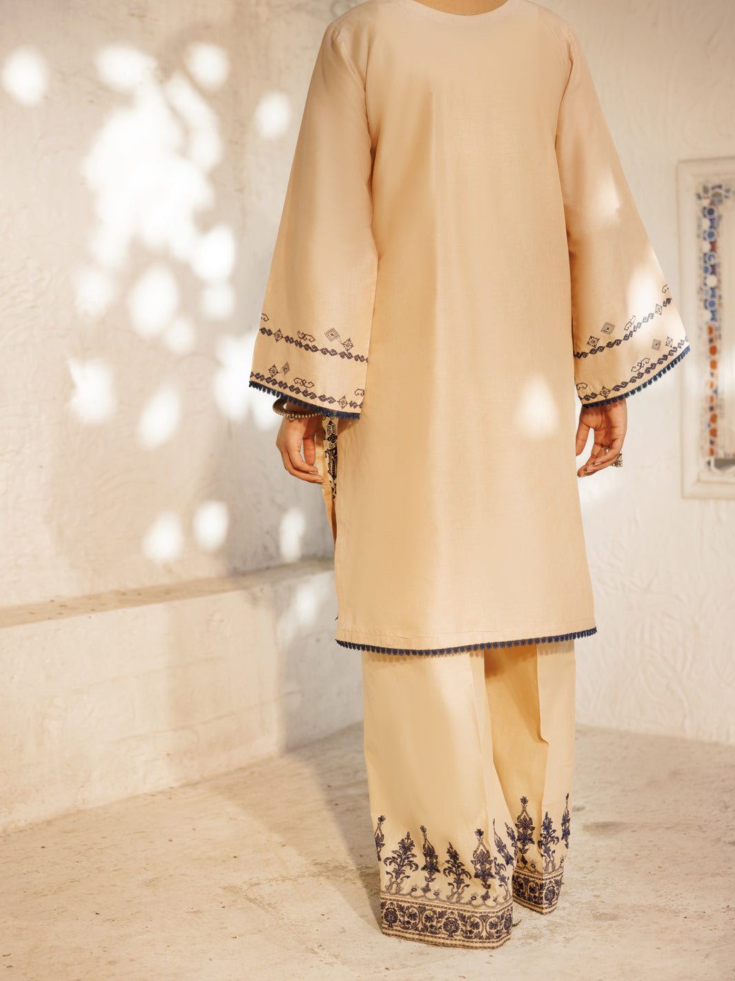 Beige Cambric 2Pc Stitched - AL-2PS-LKS-1049