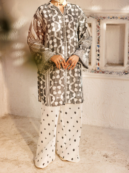Black & White Jacquard 2Pc Stitched - AL-2PS-LKS-1051