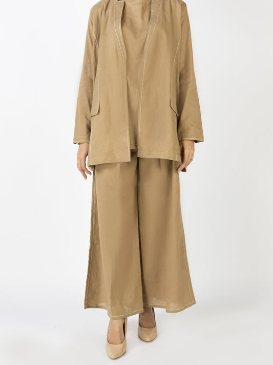 Khaki CharmeuseÃ‚Â 2 Piece Stitched - AL-2PS-LKS-908