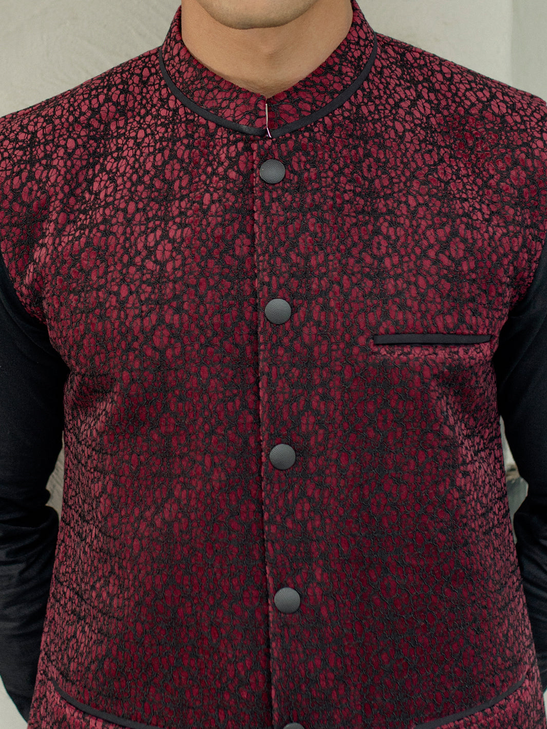 Dark Maroon Blended Waistcoat - AL-WC-506