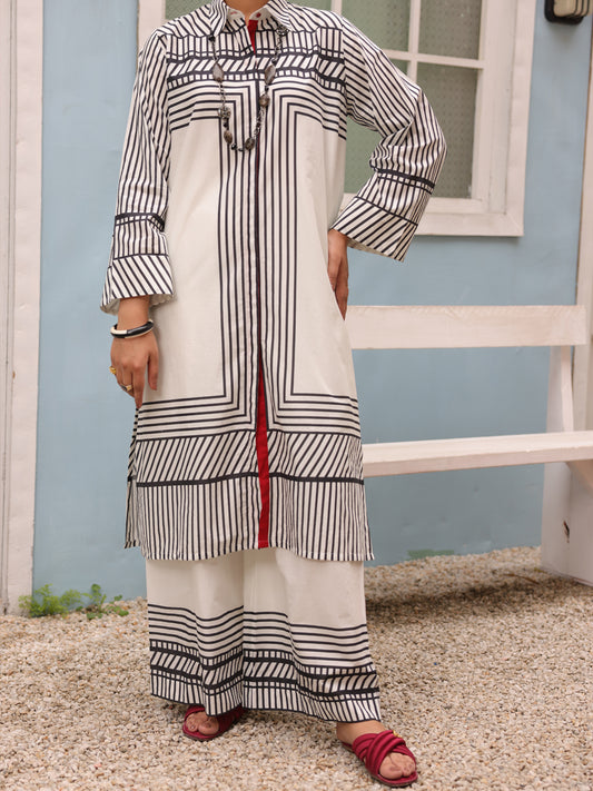 Black & White Cambric 2Pc Stitched - ALP-2PS-LKS-1692