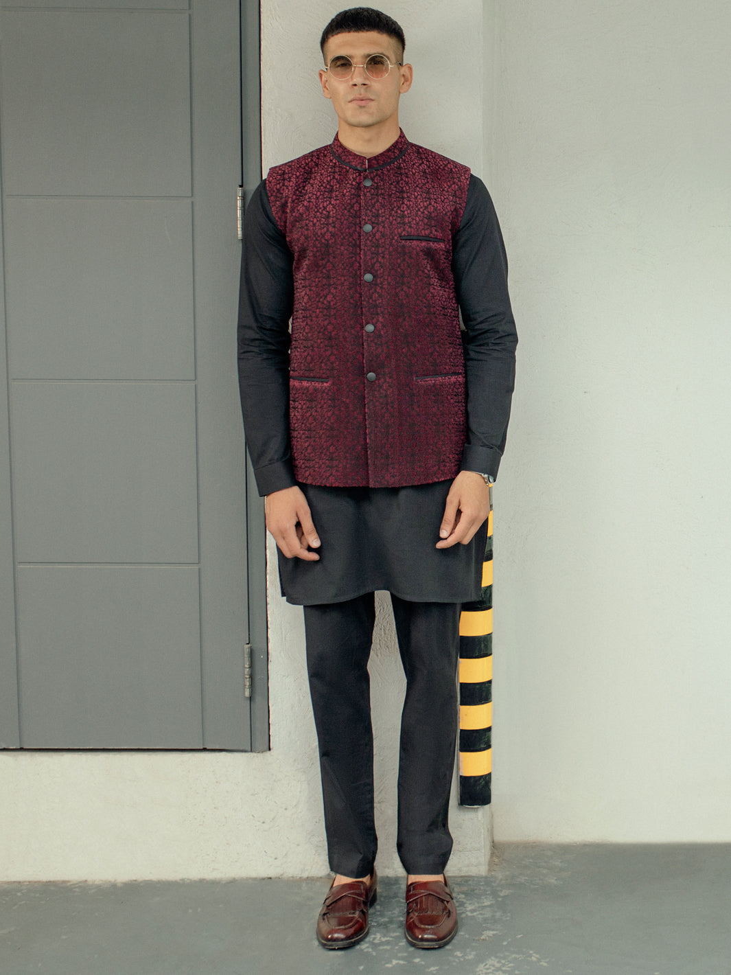 Dark Maroon Blended Waistcoat - AL-WC-506