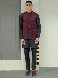 Dark Maroon Blended Waistcoat - AL-WC-506