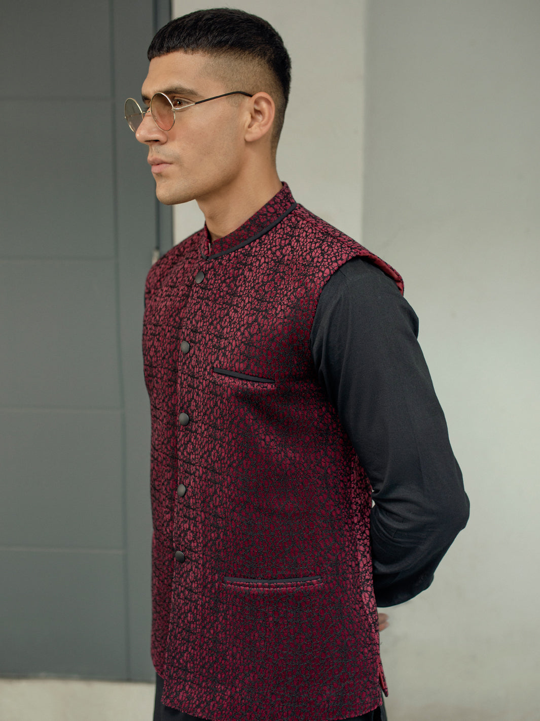 Dark Maroon Blended Waistcoat - AL-WC-506