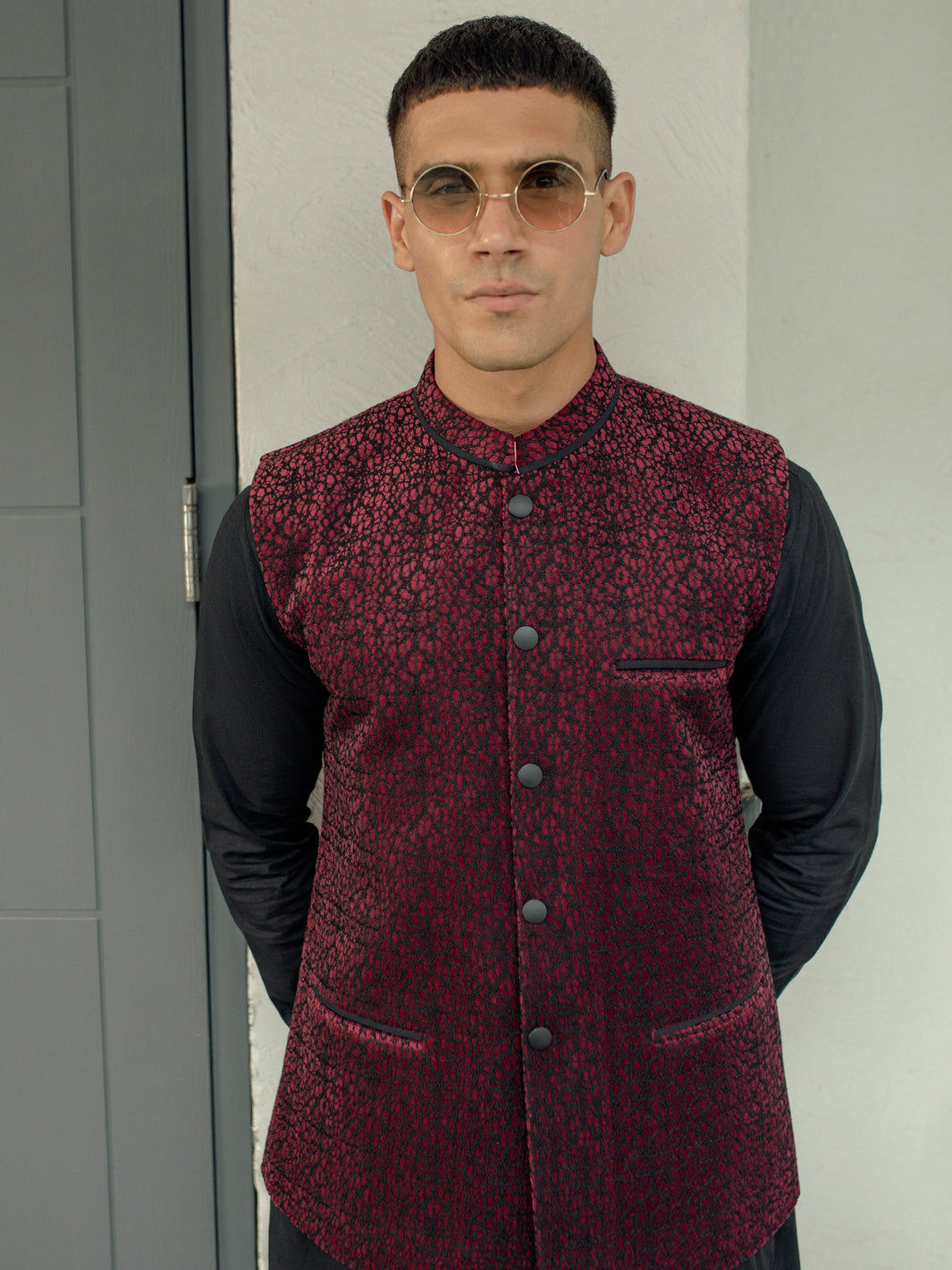 Dark Maroon Blended Waistcoat - AL-WC-506