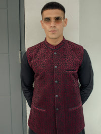 Dark Maroon Blended Waistcoat - AL-WC-506