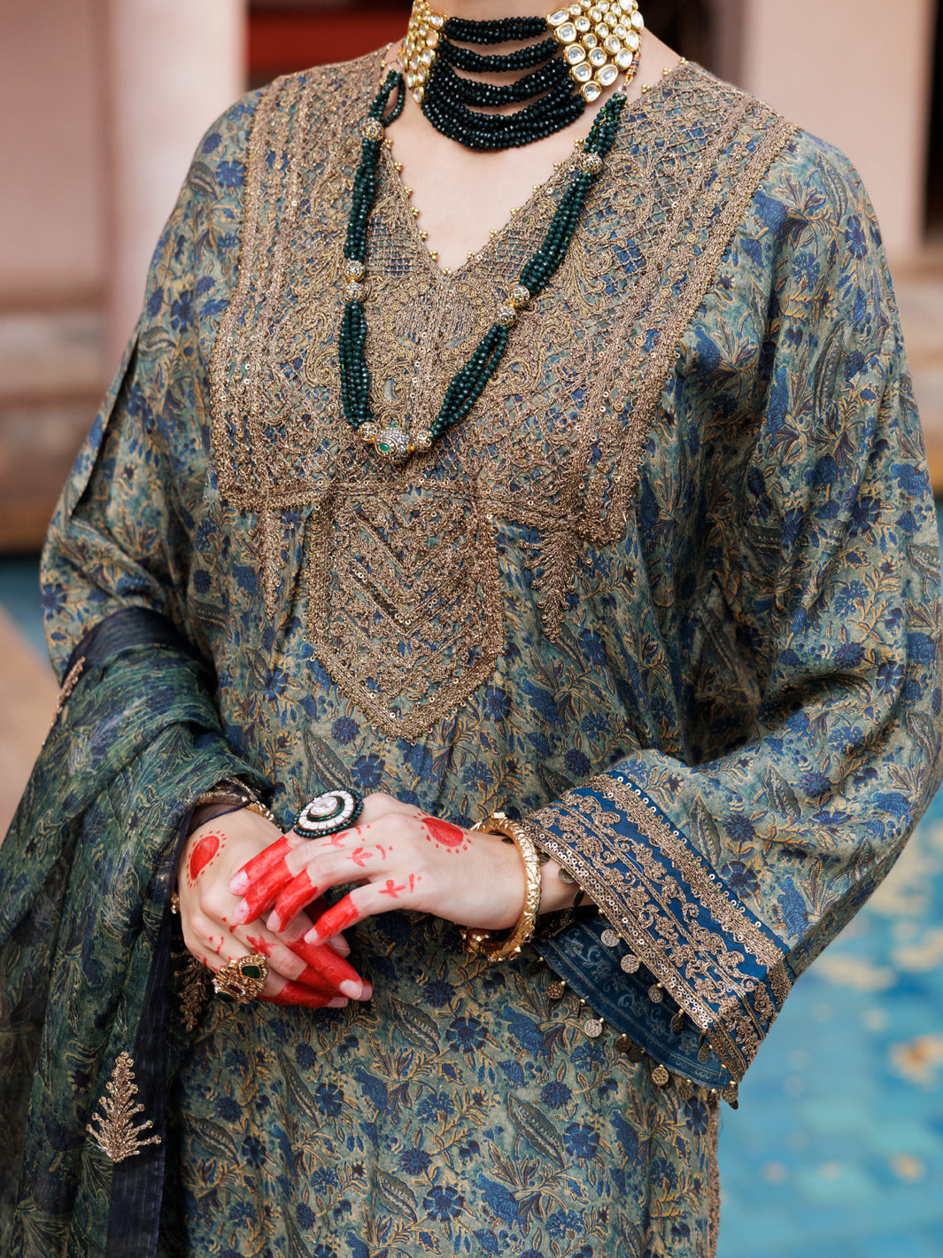 Green Maple Silk 3 Piece Formal Stitched - AL-3PS-LS-432 - Almirah Online