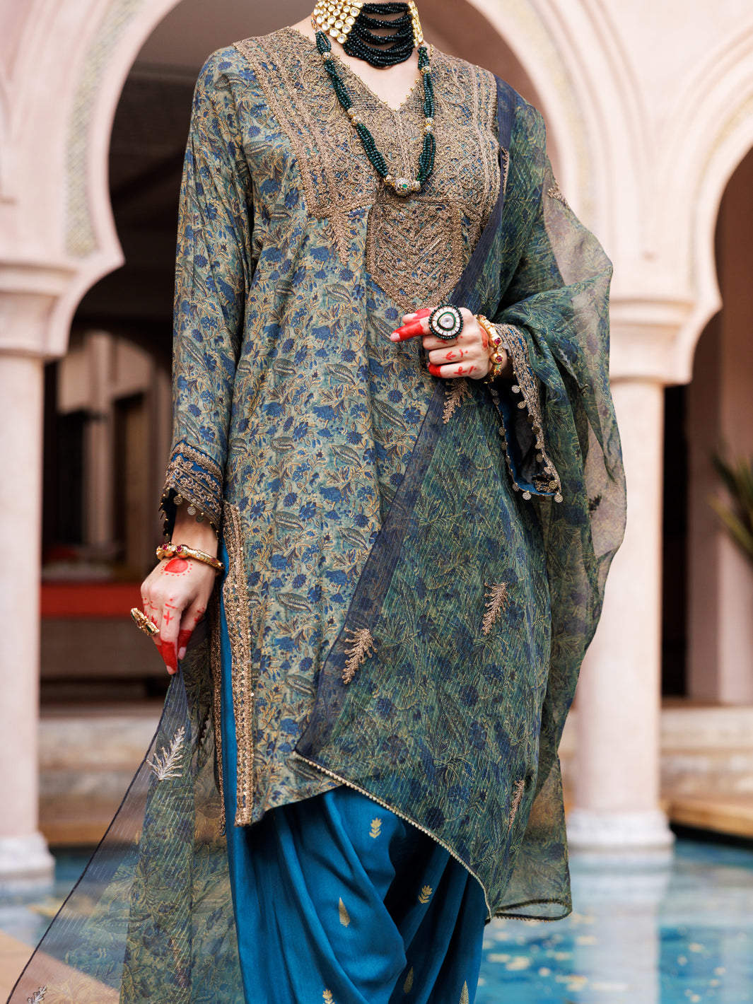 Green Maple Silk 3 Piece Formal Stitched - AL-3PS-LS-432 - Almirah Online