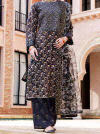 Black Maple Silk 3Pc Formal Stitched - AL-3PS-LS-433