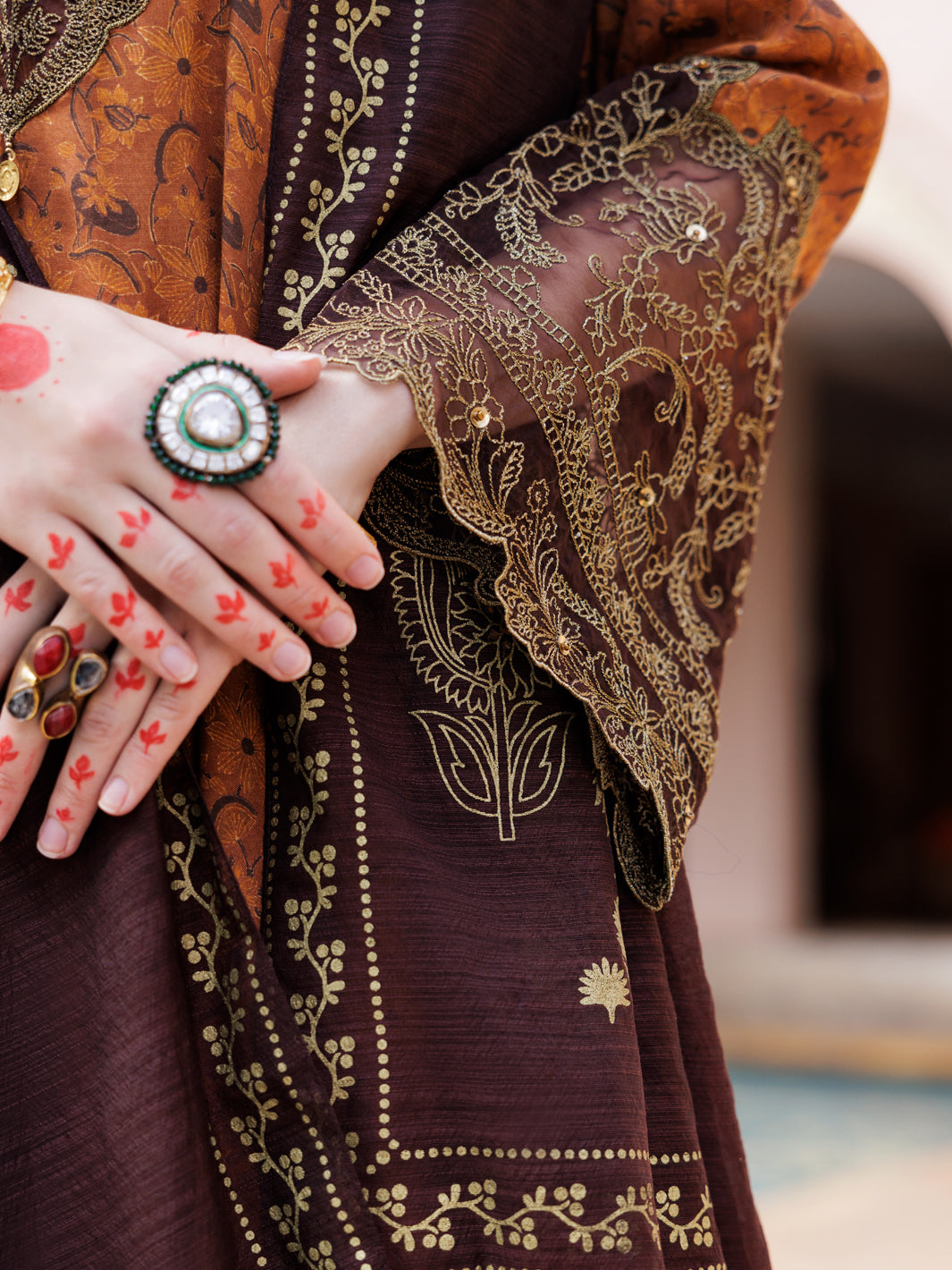 Brown Maple Silk 3 Piece Formal Stitched - AL-3PS-LS-434 - Almirah Online