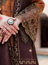 Brown Maple Silk 3Pc Formal Stitched - AL-3PS-LS-434