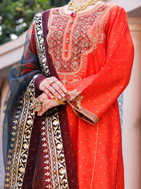 Orange Maple Silk 3 Piece Formal Stitched - AL-3PS-LS-437
