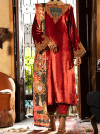 Red Velvet 3Pc Formal Unstitched - AL-3PS-LS-UN-442B