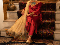 Red Velvet 3Pc Formal Unstitched - AL-3PS-LS-UN-442B