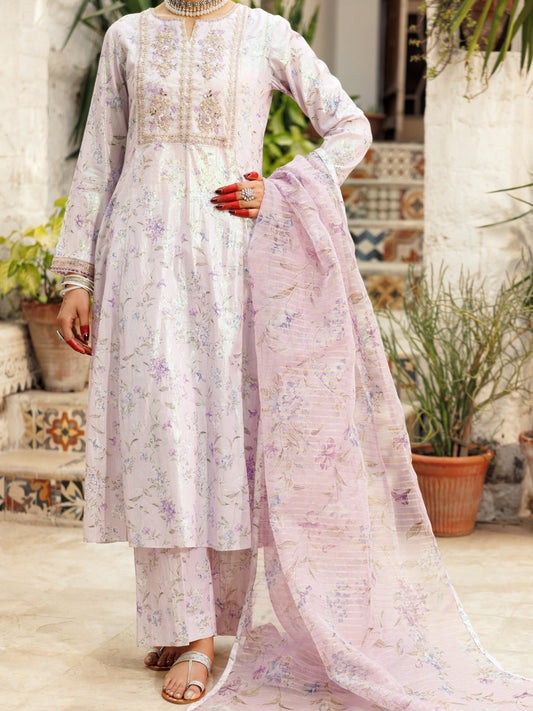 Lilac Lurex Viscose 3Pc Stitched - AL-3PS-LS-543