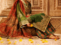 Mehendi Green Mesuri Net Formal 3Pc Stitched - AL-3PS-LS-550