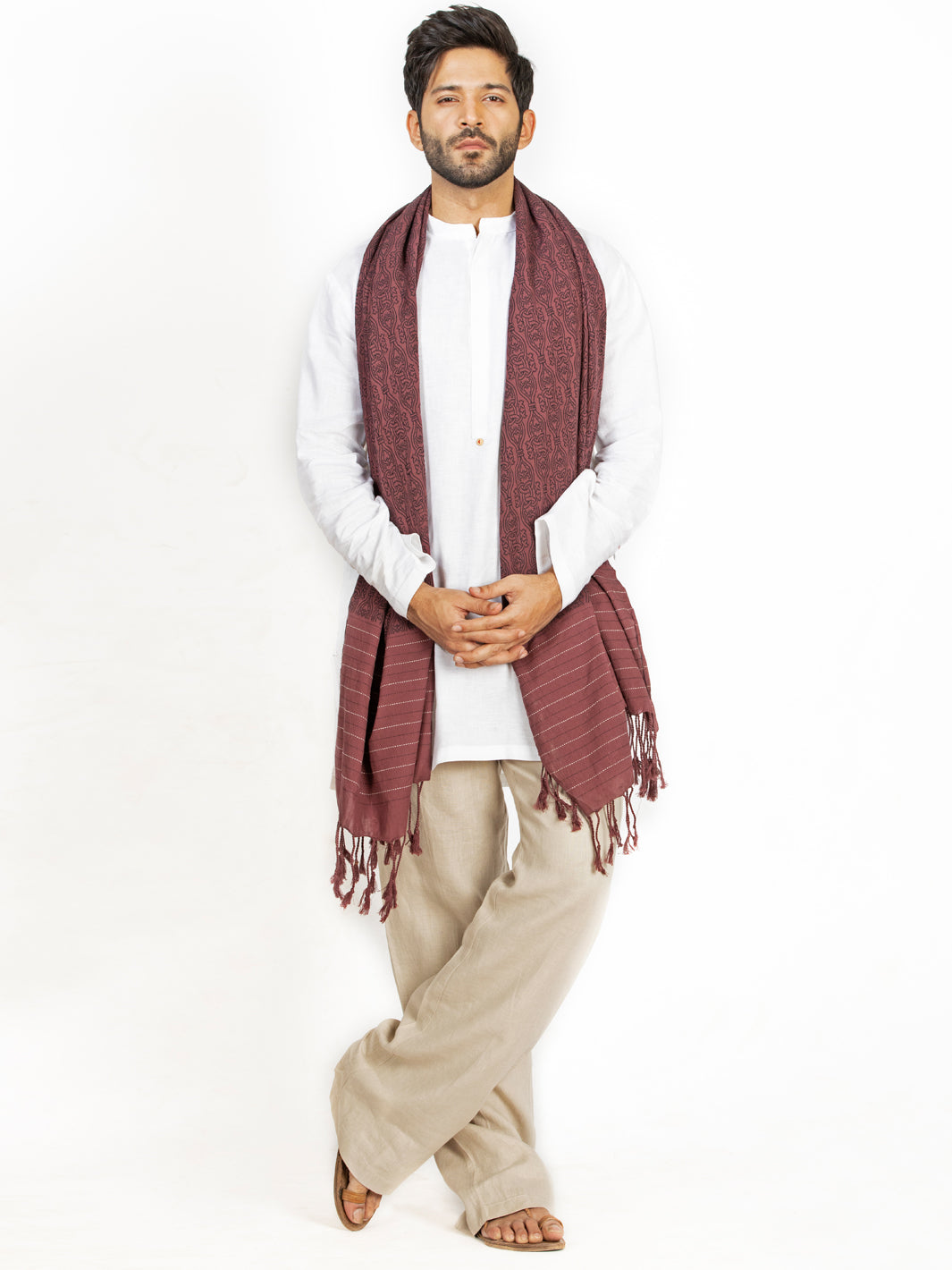 Maroon Cotton Stole - AL-MST-041