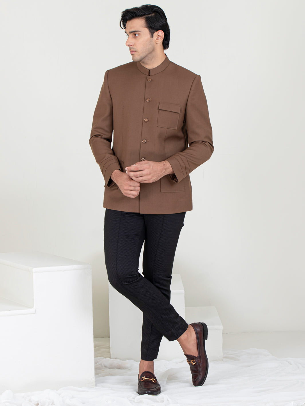 Brown Blended Prince Coat - AL-PCS-049