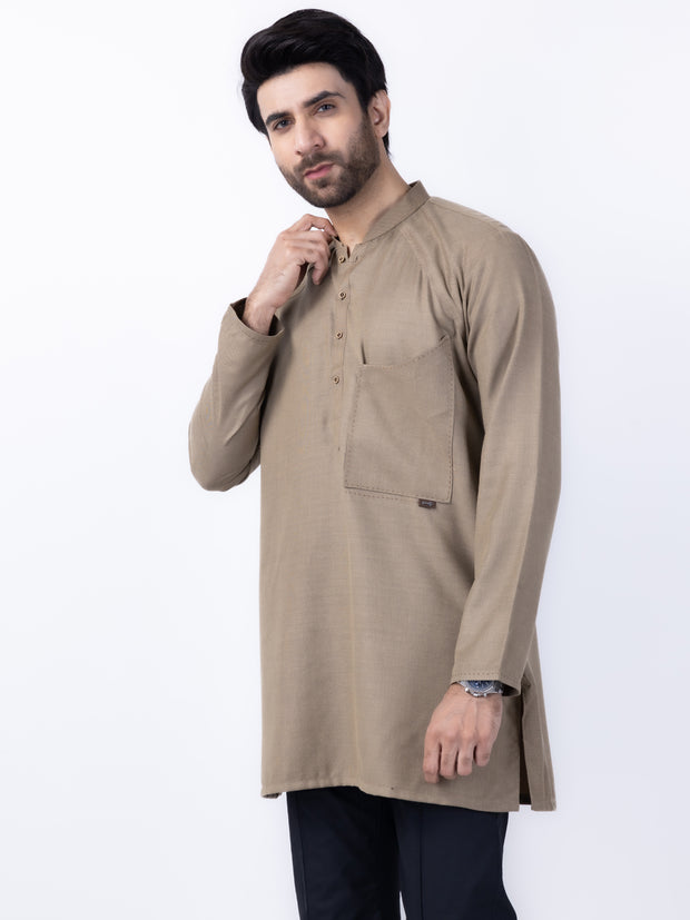 Beige Blended Formal Kurta - AL-SK-010