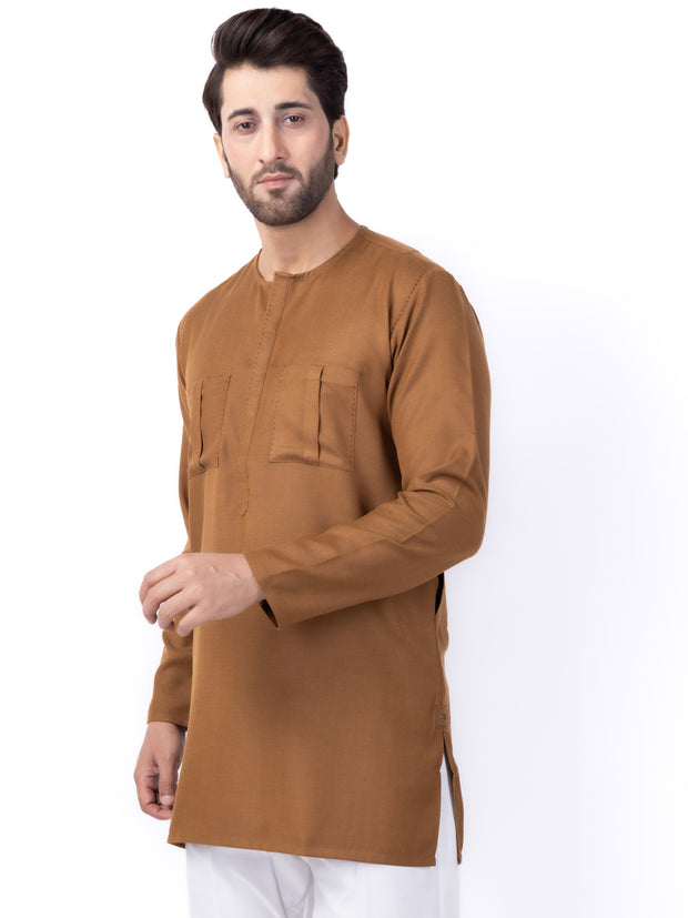 Brown Blended Formal Kurta - AL-SK-011