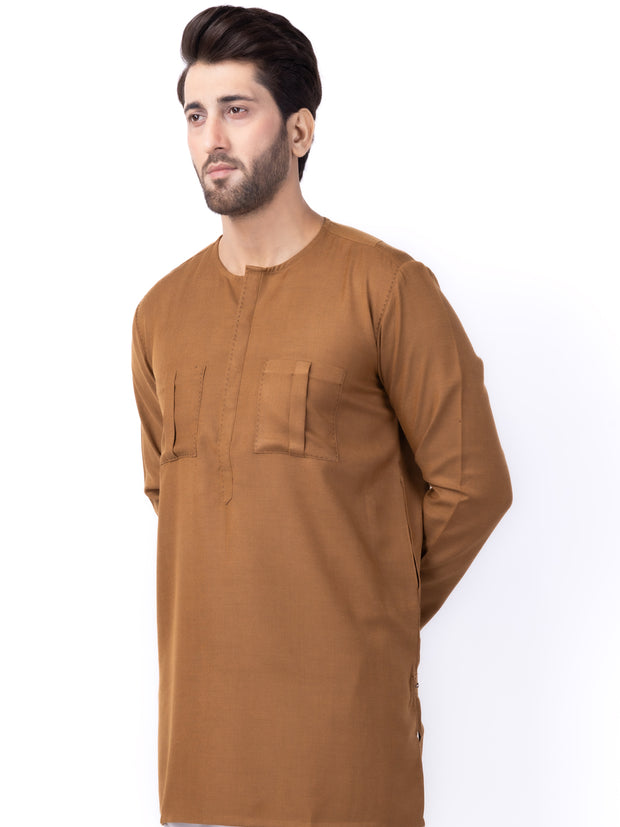 Brown Blended Formal Kurta - AL-SK-011