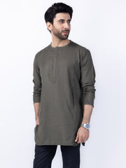 Olive Green Blended Formal Kurta - AL-SK-013