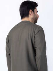 Olive Green Blended Formal Kurta - AL-SK-013