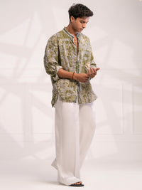 Green Cotton Short Kurta - AL-SK-021C