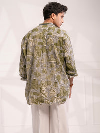 Green Cotton Short Kurta - AL-SK-021C