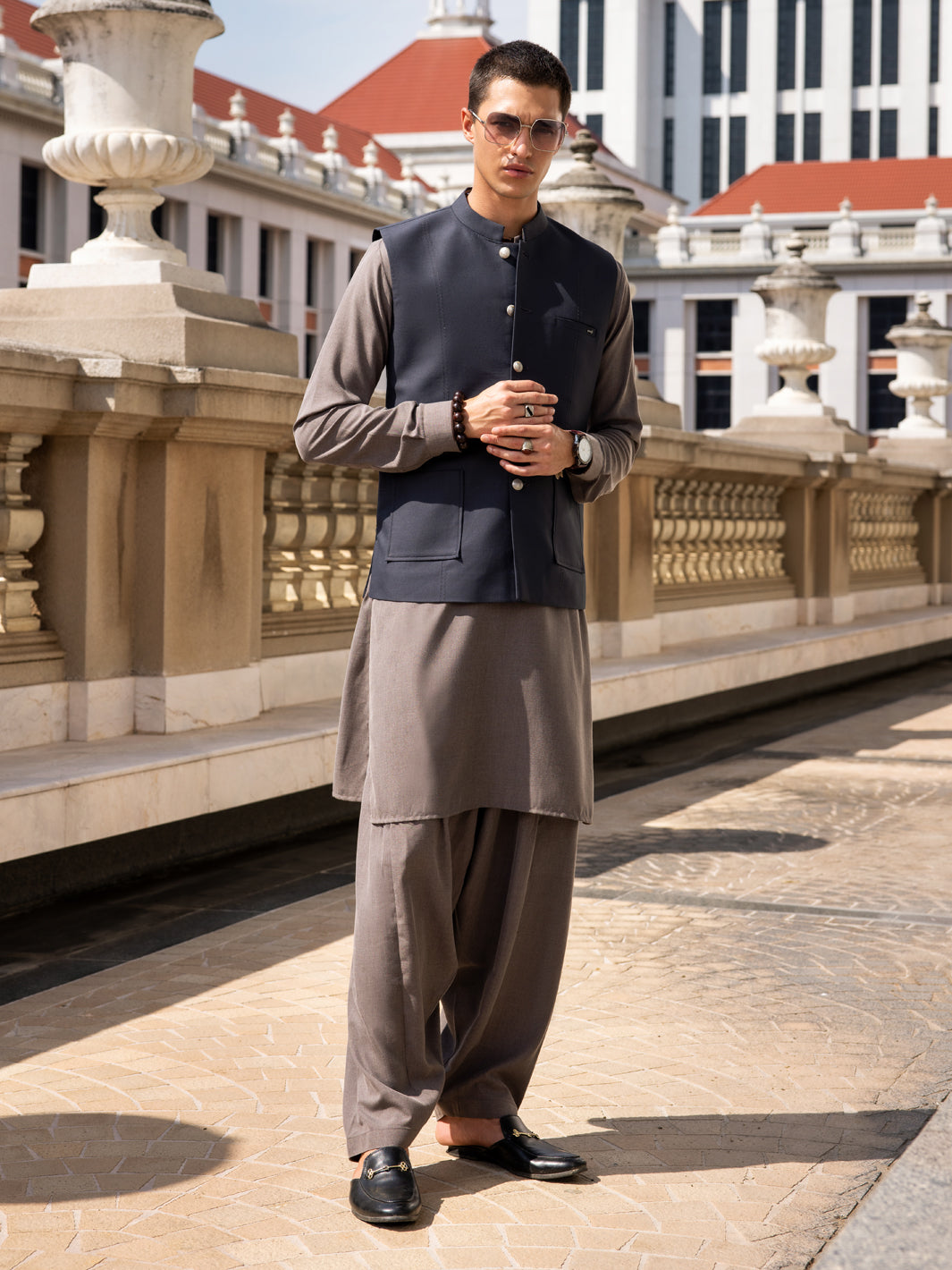 Grey Blended Waistcoat - AL-WC-534 - Almirah Online