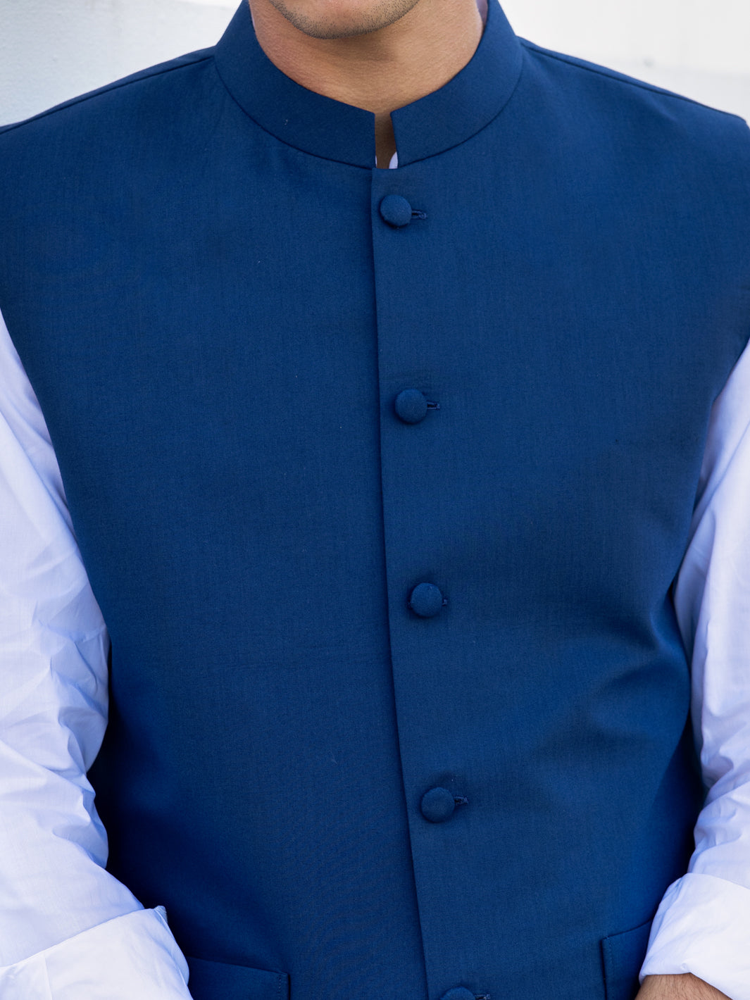 Blue Blended Waistcoat - AL-WC-535A - Almirah Online